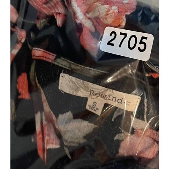 Rewind Juniors Small Romper Black Floral Long Sleeve Rayon - Picture 8 of 8